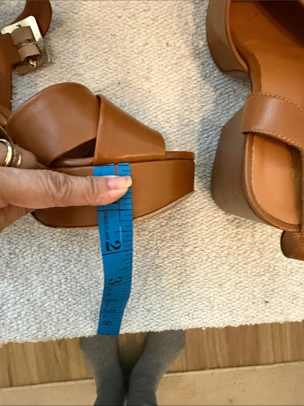 Robert Clergerie Cognac Leather Crisscross Platform Sandals
